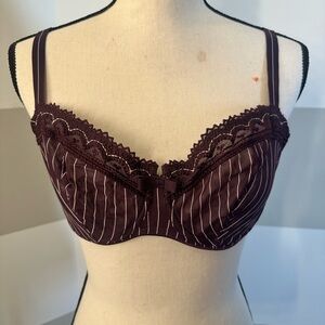 Chantelle Balcony Mesh Unlined Purple Lace Trim Bra 34E